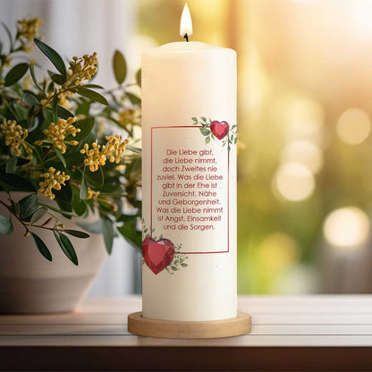 Große Kerze "Rubinhochzeit" - Hochzeitskerze mit Namen, Datum & Wunschtext