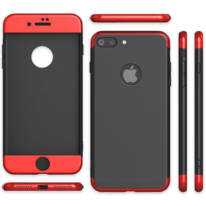 NALIA 360 Grad Handyhülle kompatibel mit iPhone 7 Plus, Full-Cover & Glas vorne hinten Hülle Doppel-Schutz Dünn Ganzkörper Hard-Case Etui Handy-Tasche Bumper & Displayschutz