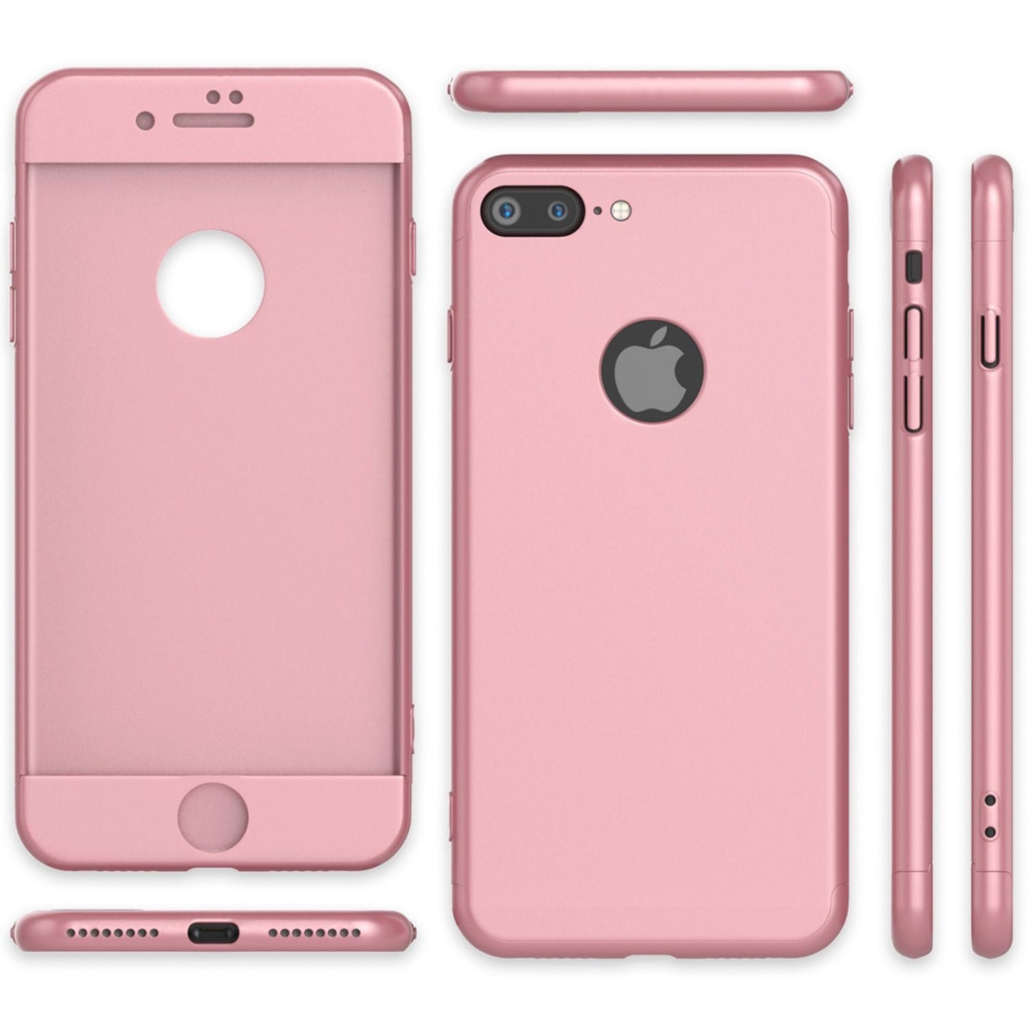 NALIA 360 Grad Handyhülle kompatibel mit iPhone 7 Plus, Full-Cover & Glas vorne hinten Hülle Doppel-Schutz Dünn Ganzkörper Hard-Case Etui Handy-Tasche Bumper & Displayschutz