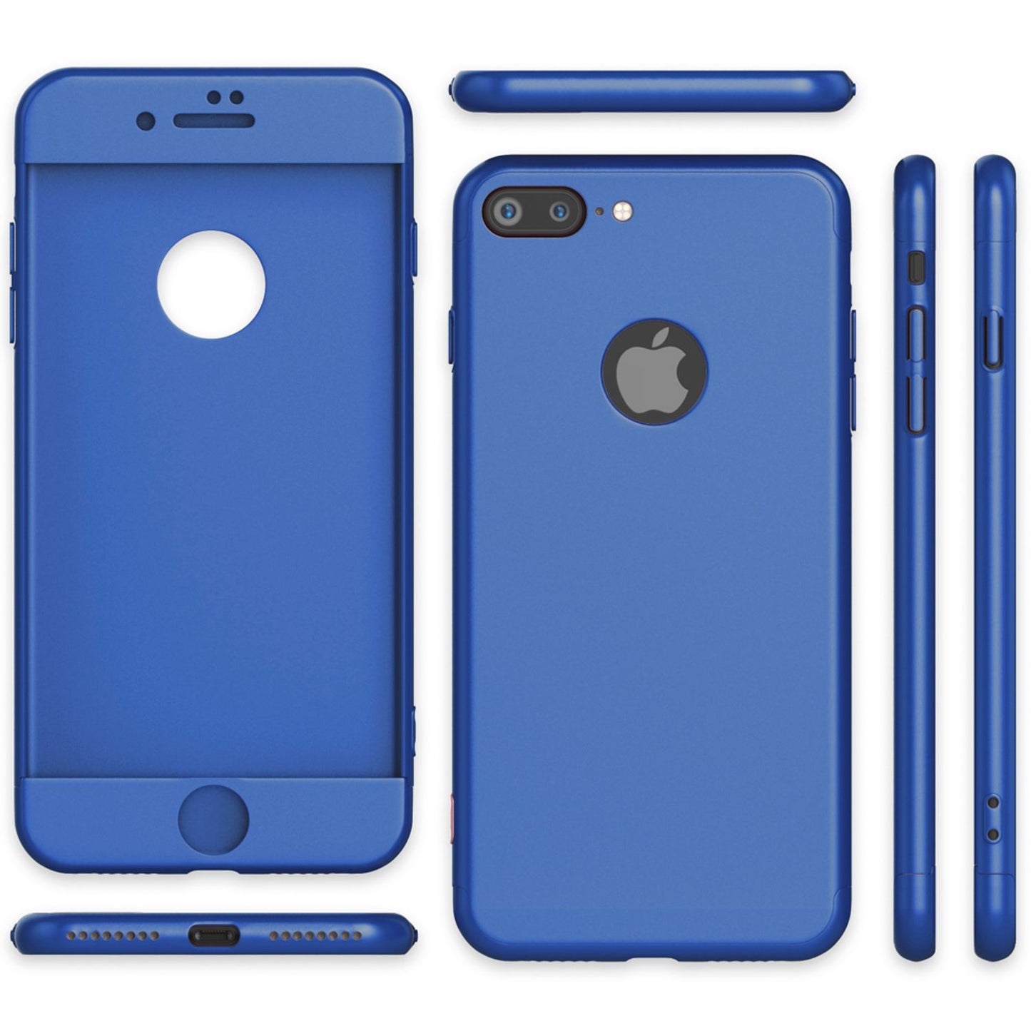NALIA 360 Grad Handyhülle kompatibel mit iPhone 7 Plus, Full-Cover & Glas vorne hinten Hülle Doppel-Schutz Dünn Ganzkörper Hard-Case Etui Handy-Tasche Bumper & Displayschutz
