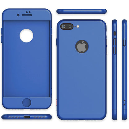NALIA 360 Grad Handyhülle kompatibel mit iPhone 7 Plus, Full-Cover & Glas vorne hinten Hülle Doppel-Schutz Dünn Ganzkörper Hard-Case Etui Handy-Tasche Bumper & Displayschutz