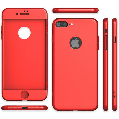 NALIA 360 Grad Handyhülle kompatibel mit iPhone 7 Plus, Full-Cover & Glas vorne hinten Hülle Doppel-Schutz Dünn Ganzkörper Hard-Case Etui Handy-Tasche Bumper & Displayschutz