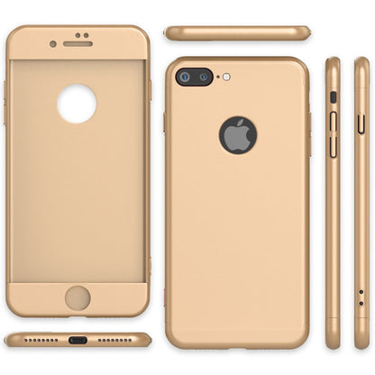 NALIA 360 Grad Handyhülle kompatibel mit iPhone 7 Plus, Full-Cover & Glas vorne hinten Hülle Doppel-Schutz Dünn Ganzkörper Hard-Case Etui Handy-Tasche Bumper & Displayschutz