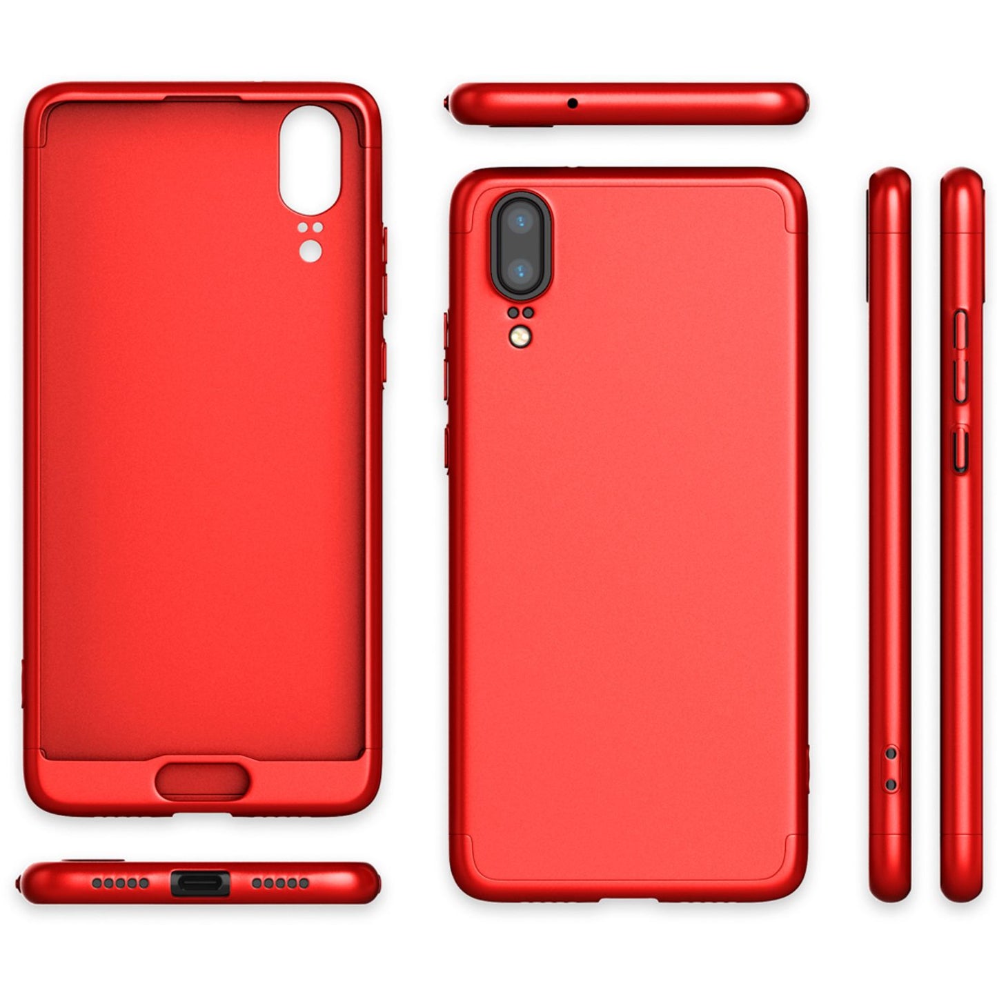 NALIA Rundum Handyhülle kompatibel mit Huawei P20, Cover 360° Grad Hülle Full-Body Doppel-Schutz mit Displayschutzglas, Slim Bumper Hard-Case 2 in 1 Etui, Rückseite & Rahmen