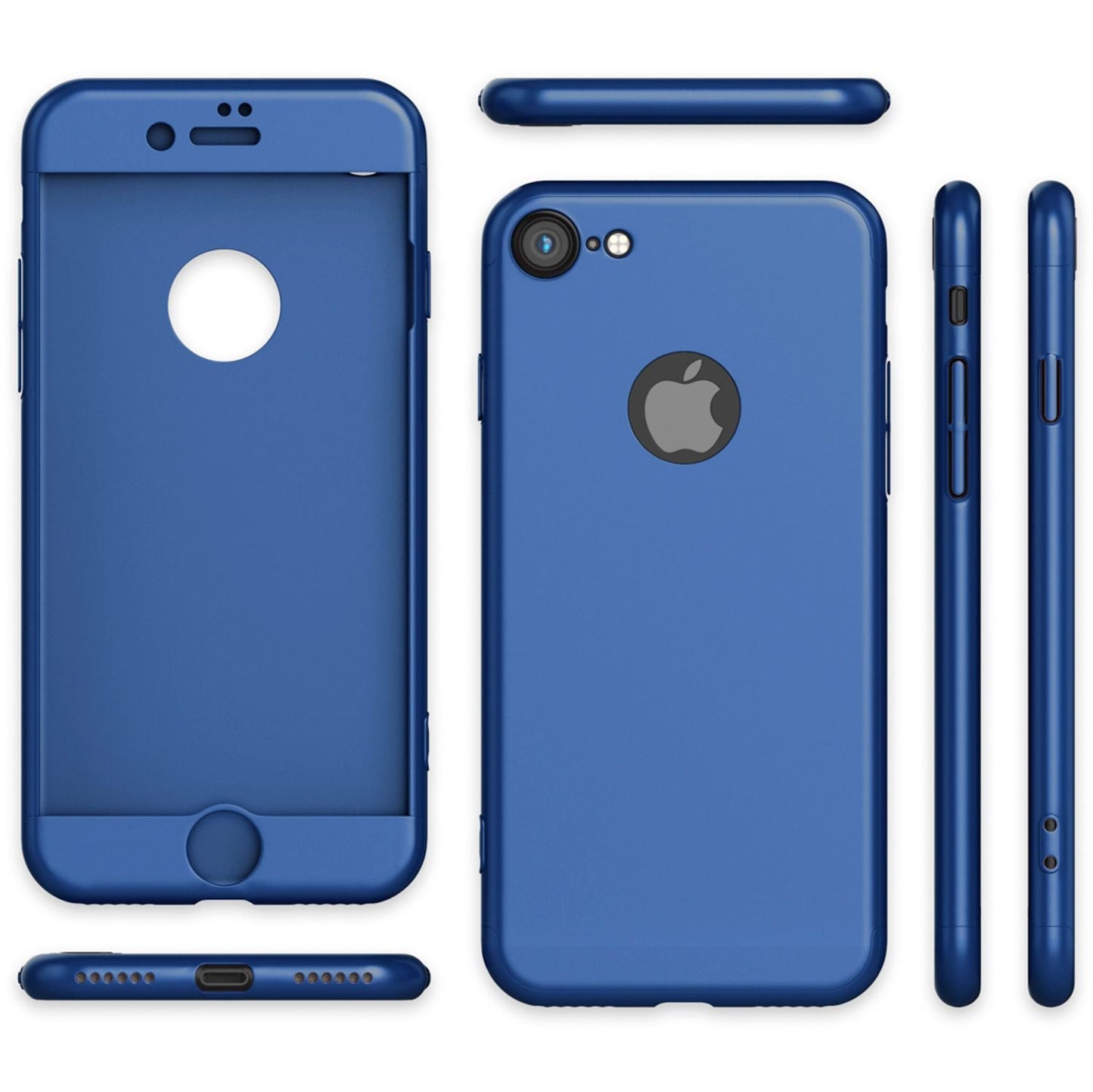 NALIA Rundum Handyhülle kompatibel mit iPhone 7, Cover 360° Grad Full-Body Doppel-Schutz Hülle mit Displayschutzglas, Bumper Hard-Case 2 in 1 Etui, Rückseite & Rahmen
