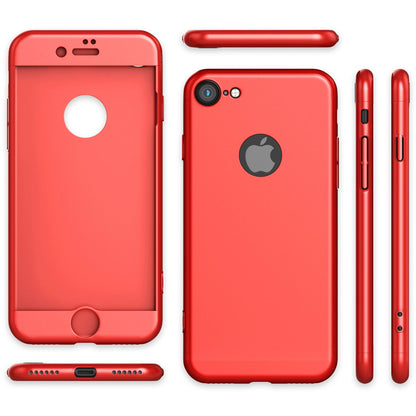 NALIA Rundum Handyhülle kompatibel mit iPhone 7, Cover 360° Grad Full-Body Doppel-Schutz Hülle mit Displayschutzglas, Bumper Hard-Case 2 in 1 Etui, Rückseite & Rahmen