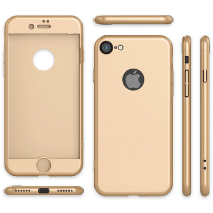 NALIA Rundum Handyhülle kompatibel mit iPhone 7, Cover 360° Grad Full-Body Doppel-Schutz Hülle mit Displayschutzglas, Bumper Hard-Case 2 in 1 Etui, Rückseite & Rahmen