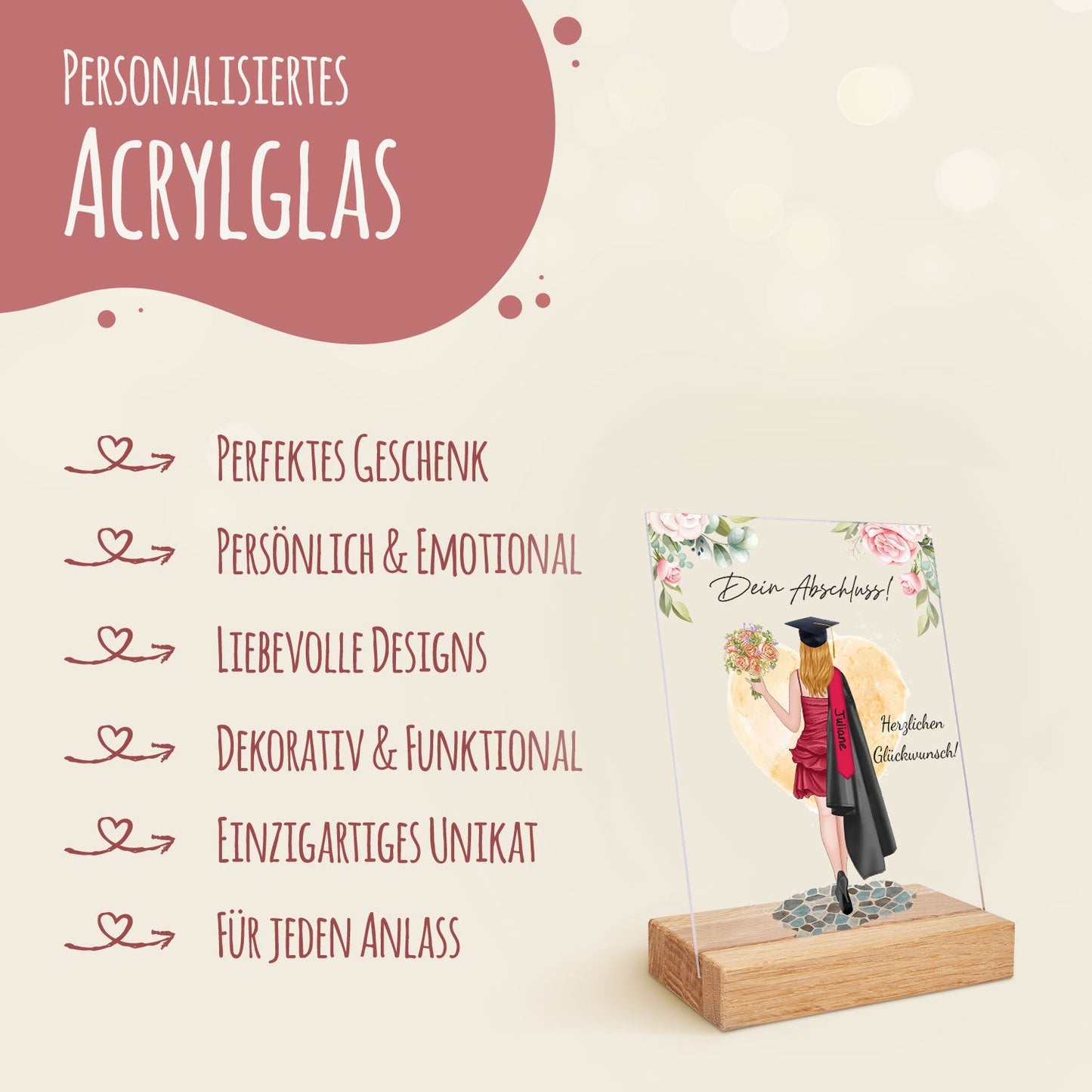 Acrylglas mit Konfiguration - Schulabschluss Bachelor/Master