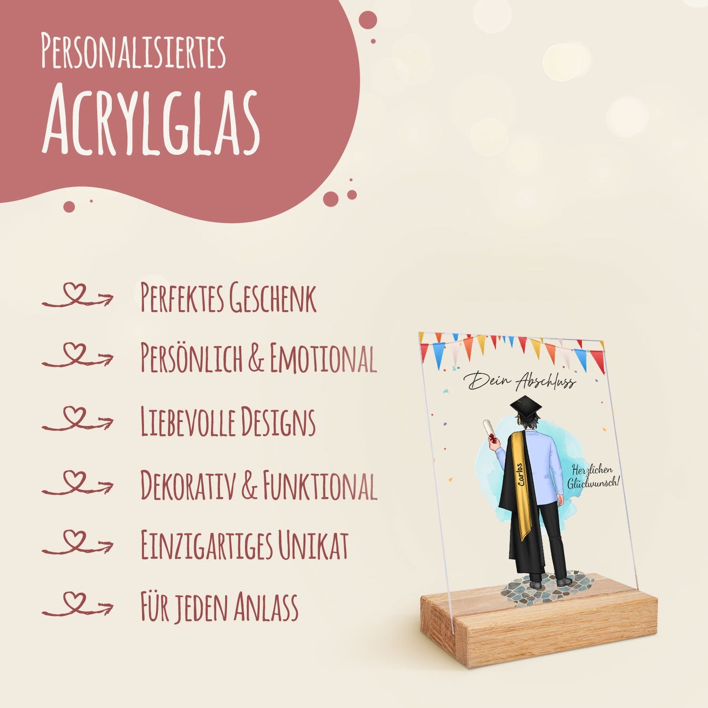 Acrylglas mit Konfiguration - Schulabschluss Bachelor/Master