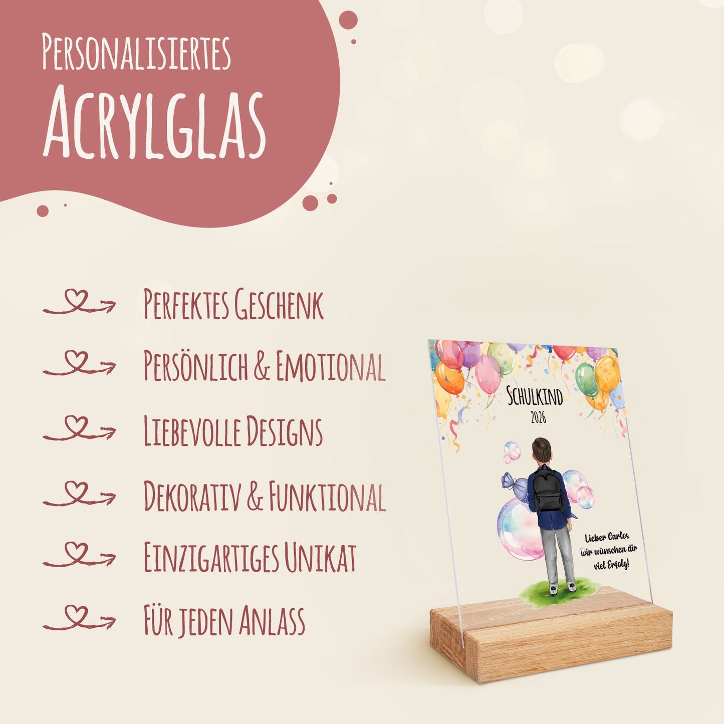 Acrylglas mit Konfiguration - Einschulung