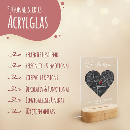Beleuchtetes LED Acrylglas - Wo alles begann mit Namen
