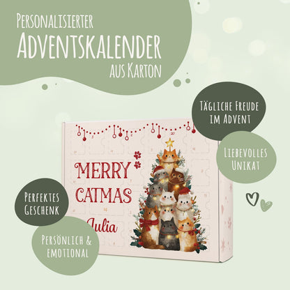 Personalisierter DIY Adventskalender mit Catmas Design zum selbst Befüllen