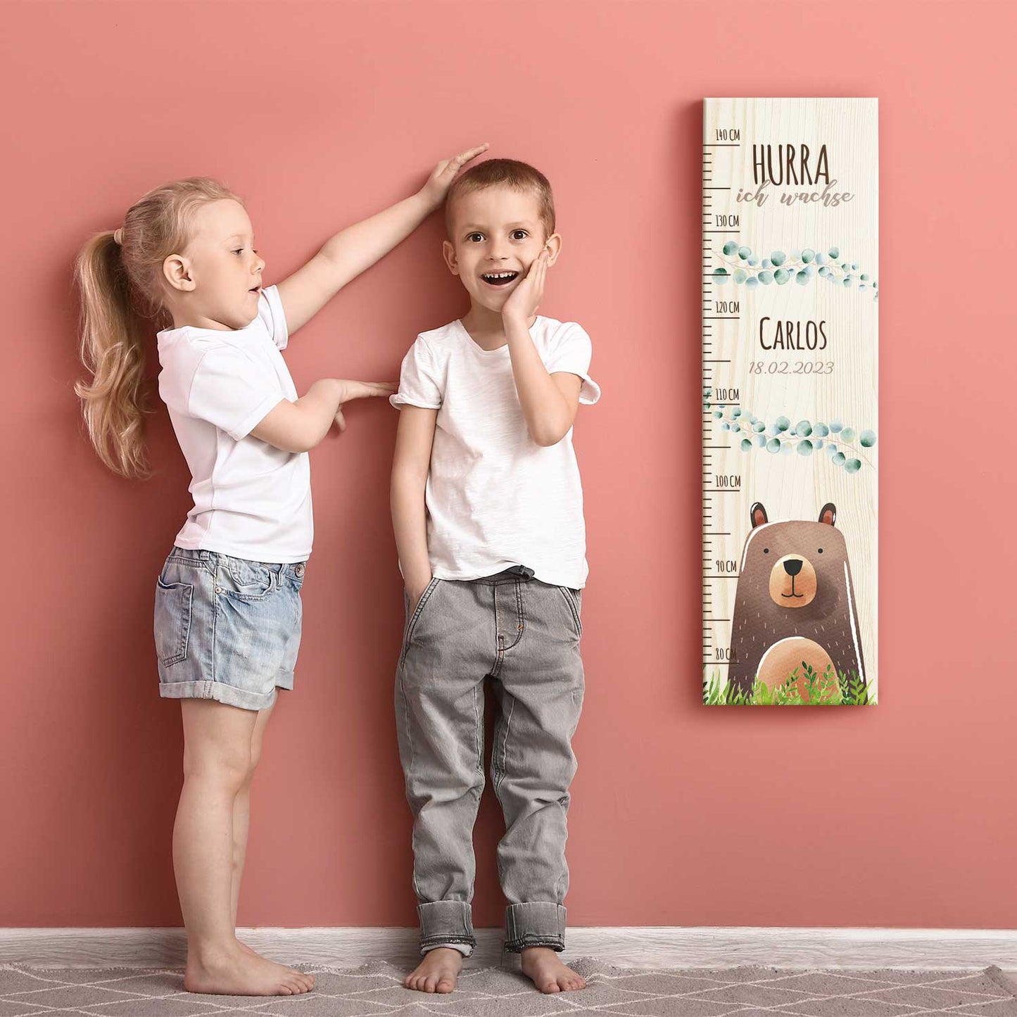 Messlatte für Kinder mit Namen aus Holz für Kinderzimmer