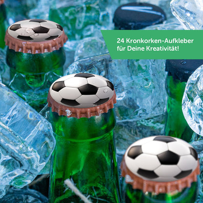 DIY Bierkasten Banderole mit 24 Deckelaufklebern - Fussball Motiv
