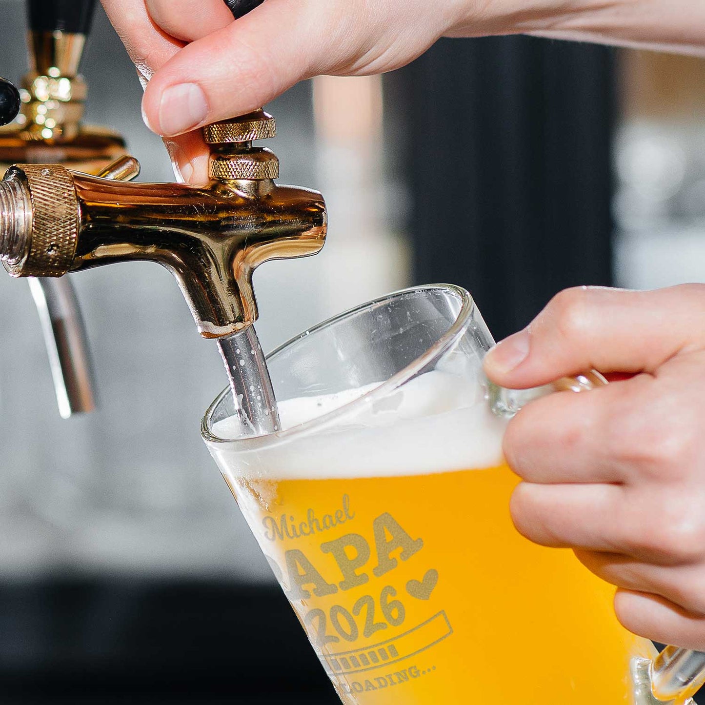 Montana Bierkrug mit Gravur "Papa Loading" mit Namen