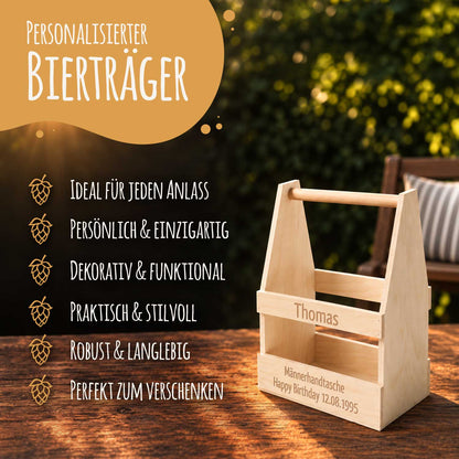 Biertraeger aus Holz für 6 Flaschen