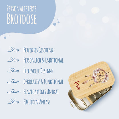 Brotdose mit Deckel für Kinder mit UV-Druck im "Traumfänger" Design