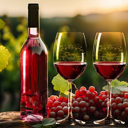 Leonardo Weingläser "Vintage Weinranke" mit Namen im Set