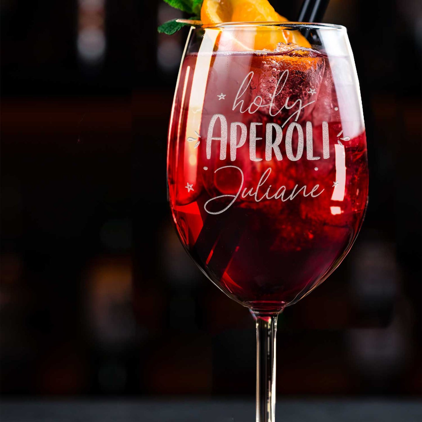 Leonardo Weinglas mit Gravur "Holy Aperoli" mit Namen