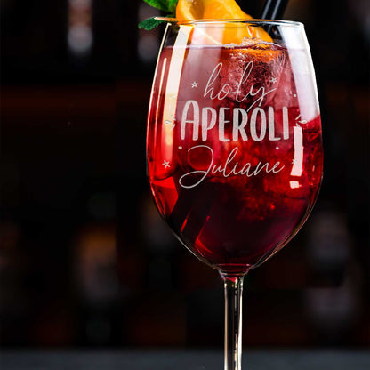 Leonardo Weinglas mit Gravur "Holy Aperoli" mit Namen