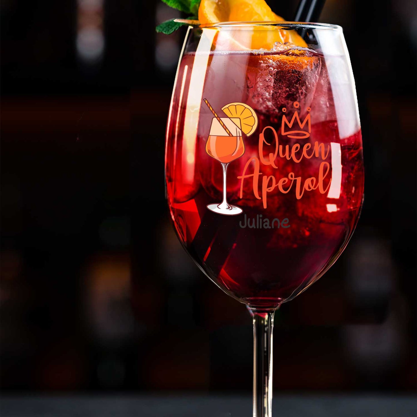 Leonardo Weinglas mit UV-Druck - "Queen Aperol" mit Name