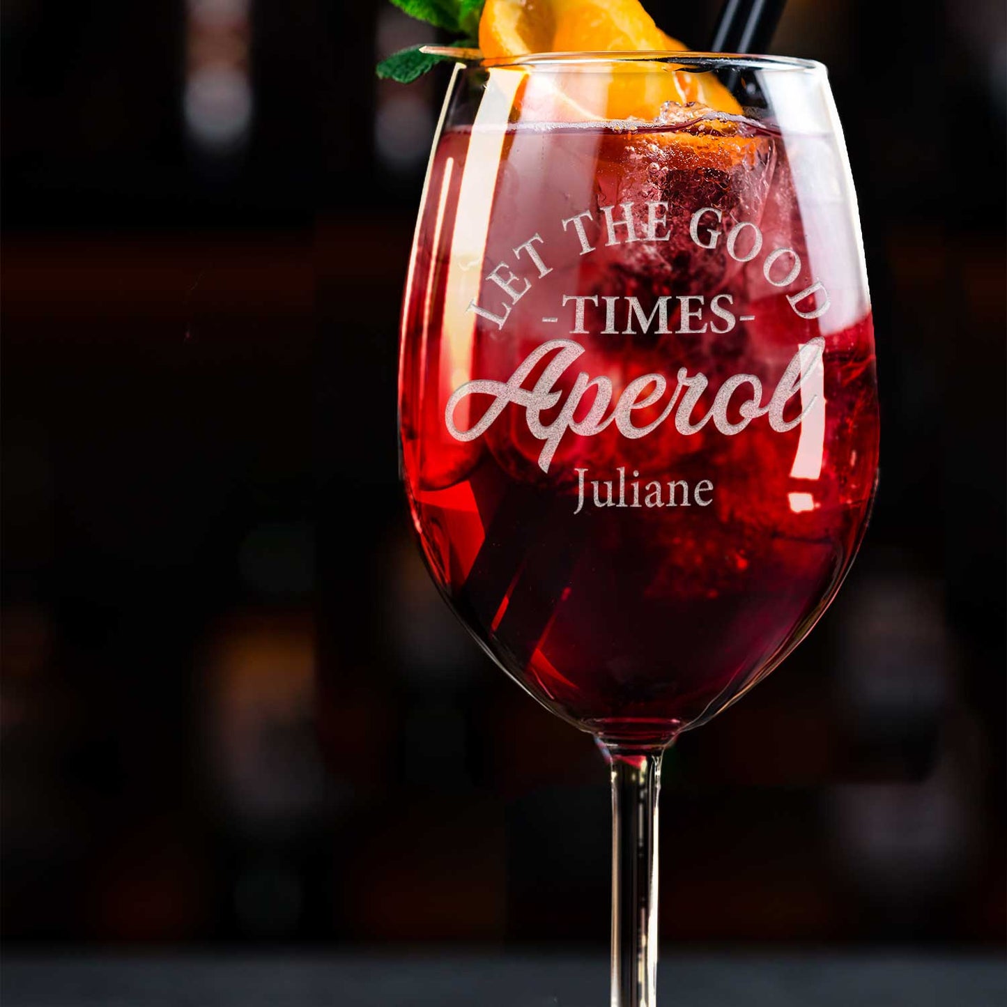 Leonardo Weinglas mit Gravur - "Let the good times Aperol" mit Name