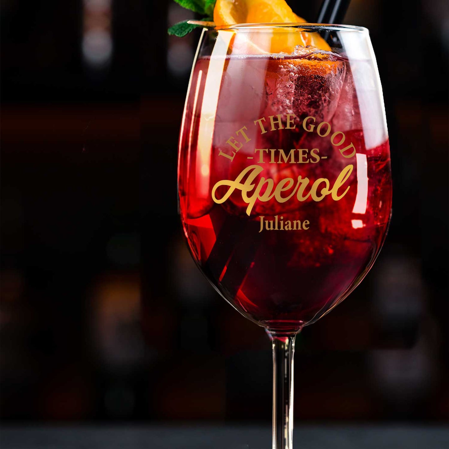 Leonardo Weinglas mit UV-Druck - "Let the  good times Aperol" mit Namen