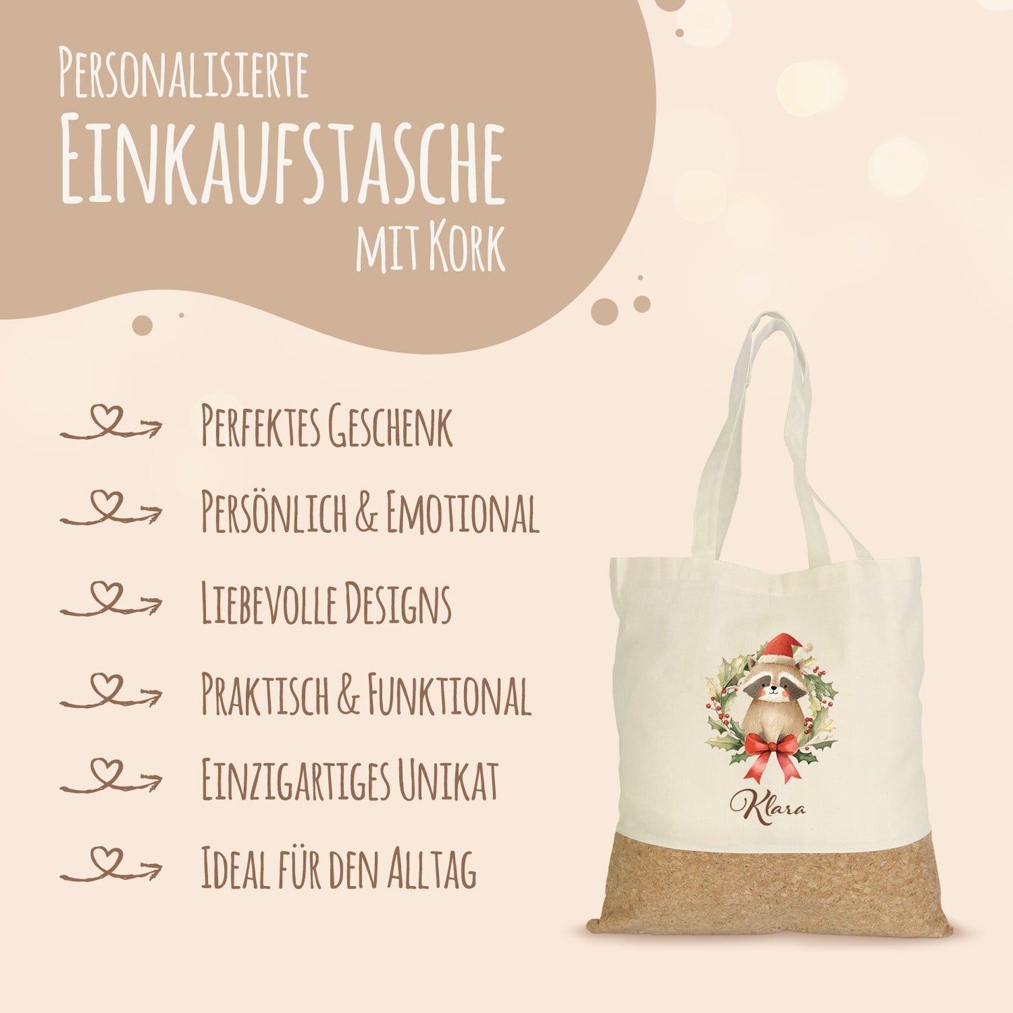 Einkaufstasche Kork - Kranztiere