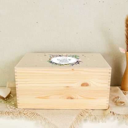 Erinnerungskiste mit UV-Druck im Flower Wedding Design - Personalisiertes Geschenk zur Hochzeit
