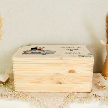 Bedruckte Erinnerungskiste mit Konfiguration - Hochzeitsauto - Personalisiertes Geschenk zur Hochzeit