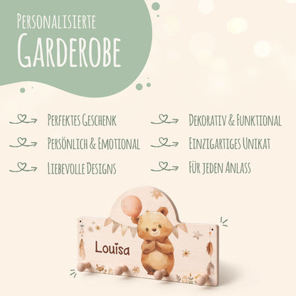 Personalisierte Garderobe fürs Kinderzimmer - Bär