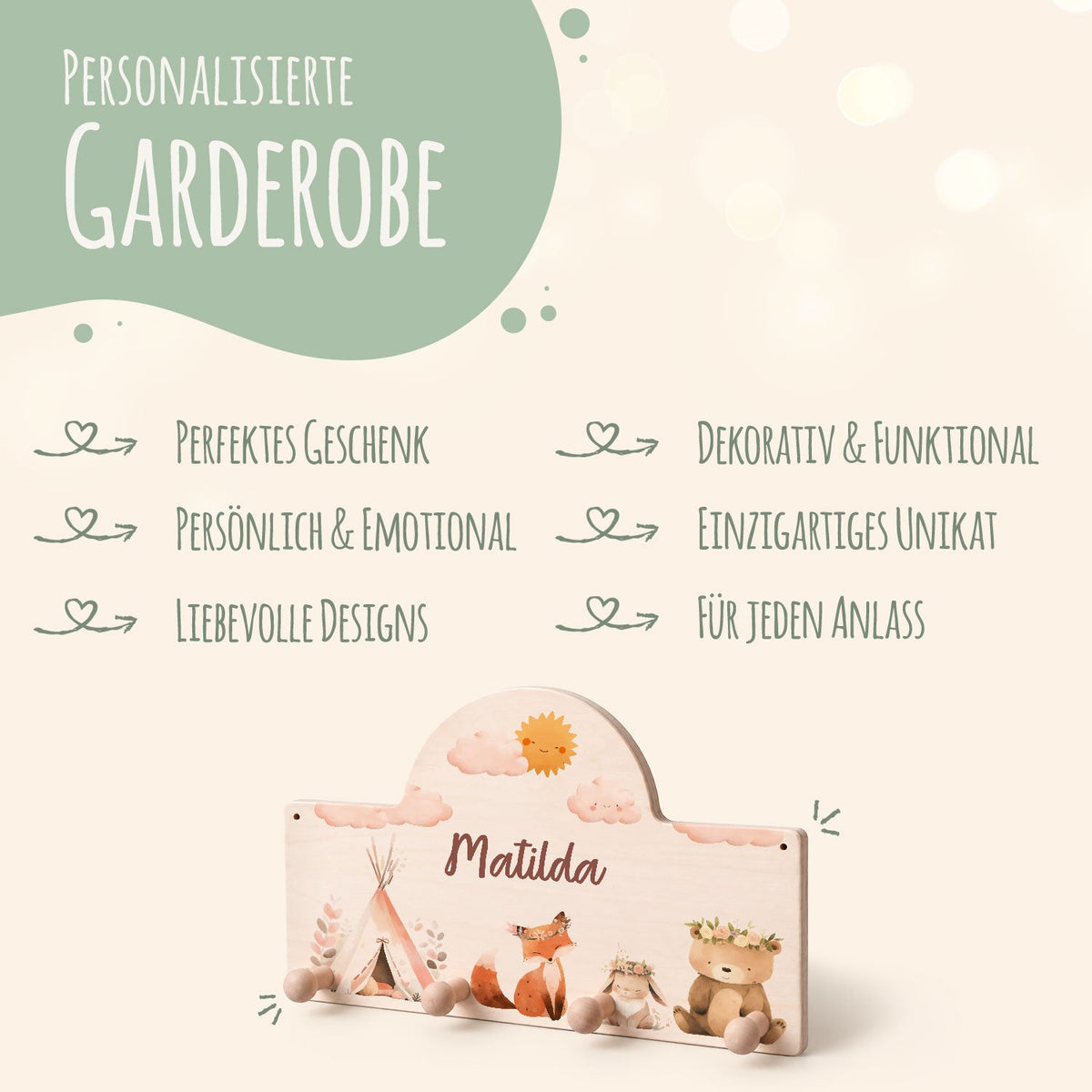 Personalisierte Garderobe fürs Kinderzimmer - Camping
