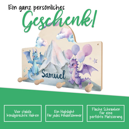 Personalisierte Garderobe fürs Kinderzimmer - Drache