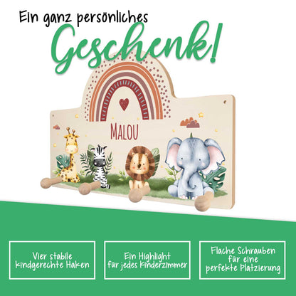 Garderobe fürs Kinderzimmer - Tiergruppe Safari