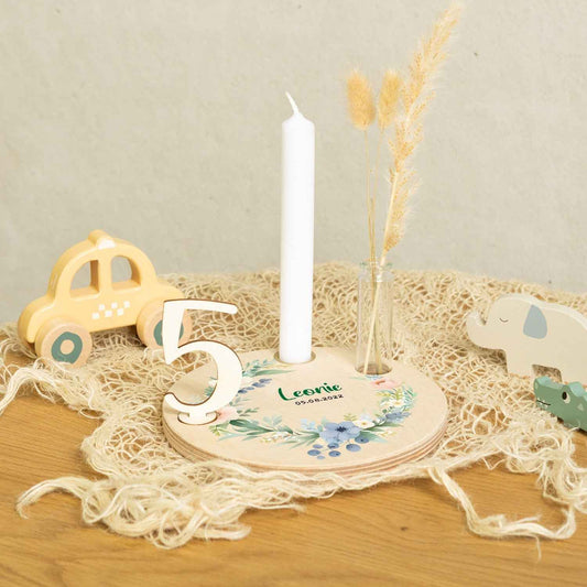 Bedruckter Geburtstagsteller für Kinder - Blumenkranz