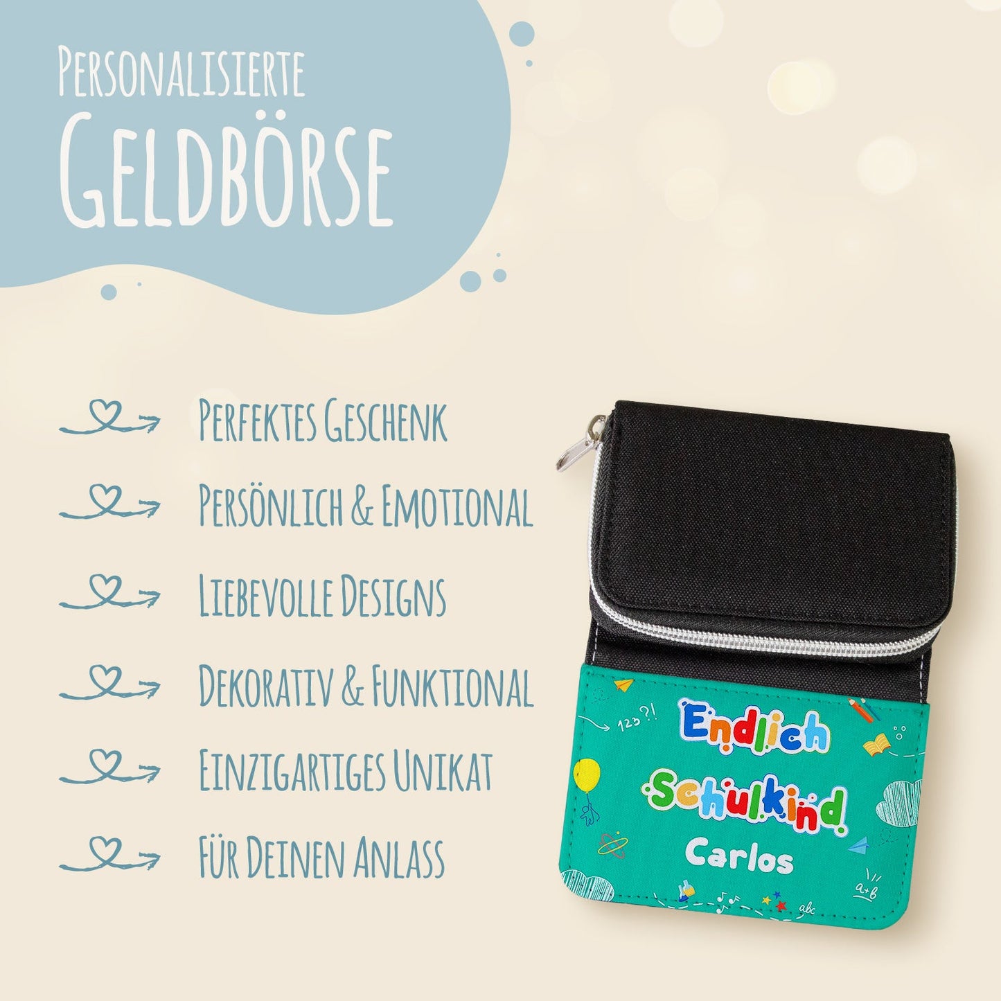 Bedruckte Geldbörse zur Einschulung - Endlich Schulkind