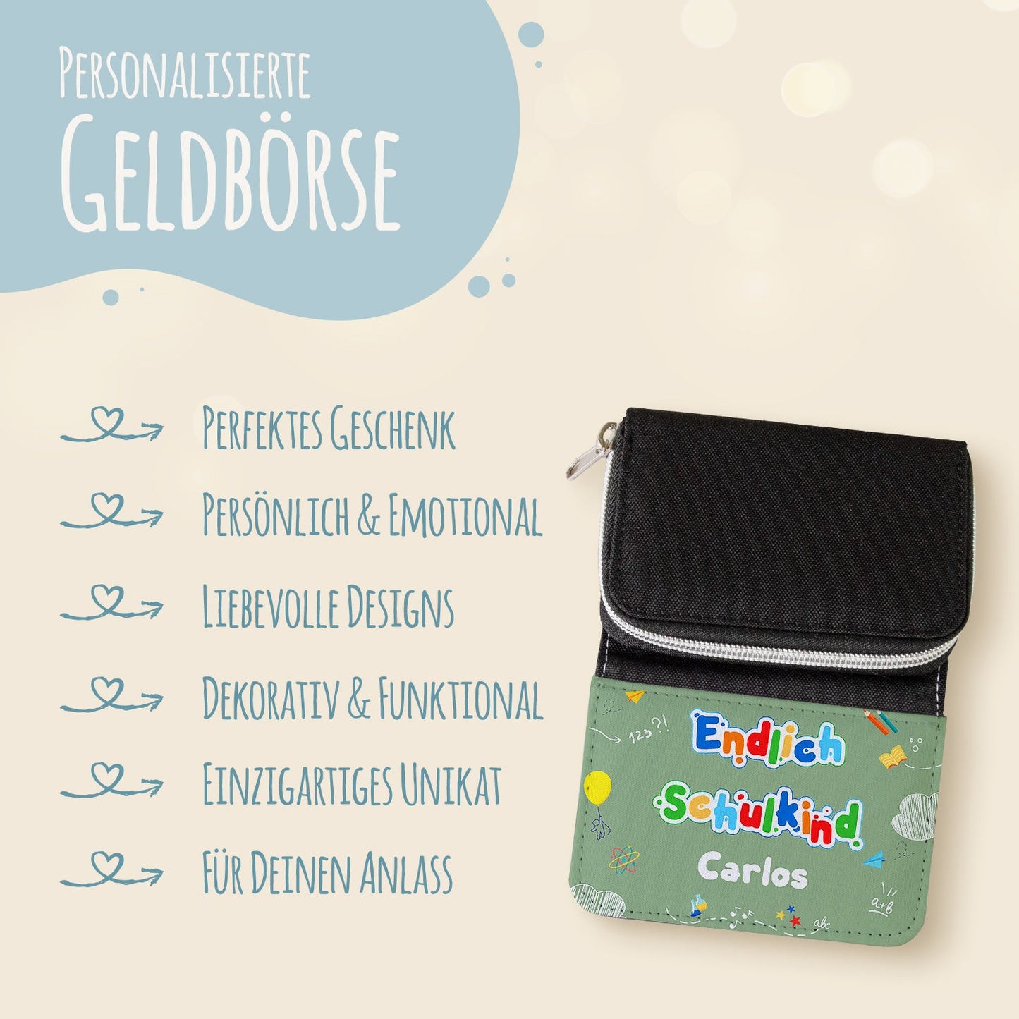 Bedruckte Geldbörse zur Einschulung - Endlich Schulkind