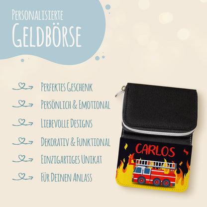 Bedruckte Geldbörse für Kinder im Feuerwehr Design