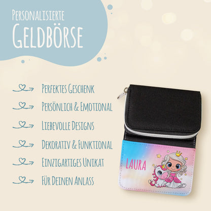 Bedruckte Geldbörse für Kinder im Prinzessin Design