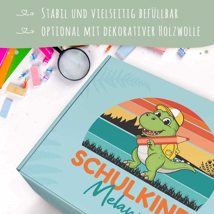 Personalisierte Geschenkbox - Schulkind Dino - Einschulung