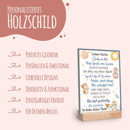 Holzschild zur Einschulung - Weltall - Einschulungsmutmacher