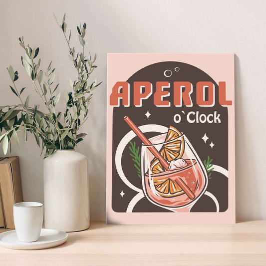 Holzschild mit Aperol Spritz Motiv - Aperol O Clock - Geschenk für Aperol Liebhaber