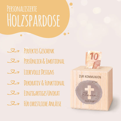 Spardose aus Holz - Farbfleck