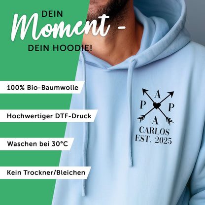 Personalisierter Hoodie für Herren - PAPA EST. Kreuzpfeile