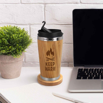 Kaffeebecher aus Bambus mit Gravur - verschiedene Motive