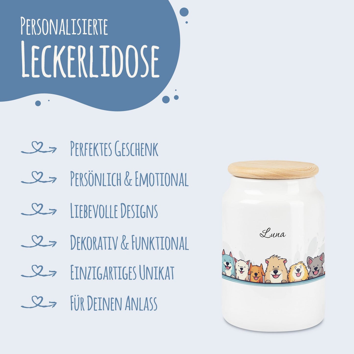 Leckerlidose für deine Haustiere - Tiergruppe - Personalisiert mit Namen