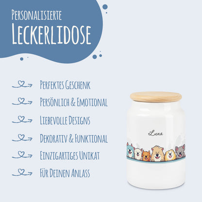 Leckerlidose für deine Haustiere - Tiergruppe - Personalisiert mit Namen