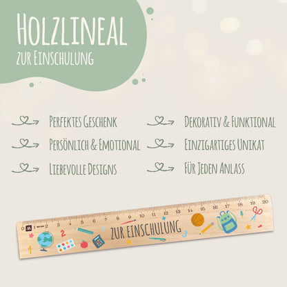 Lineal zur Einschulung im Einschulungs Design für Kinder aus Holz