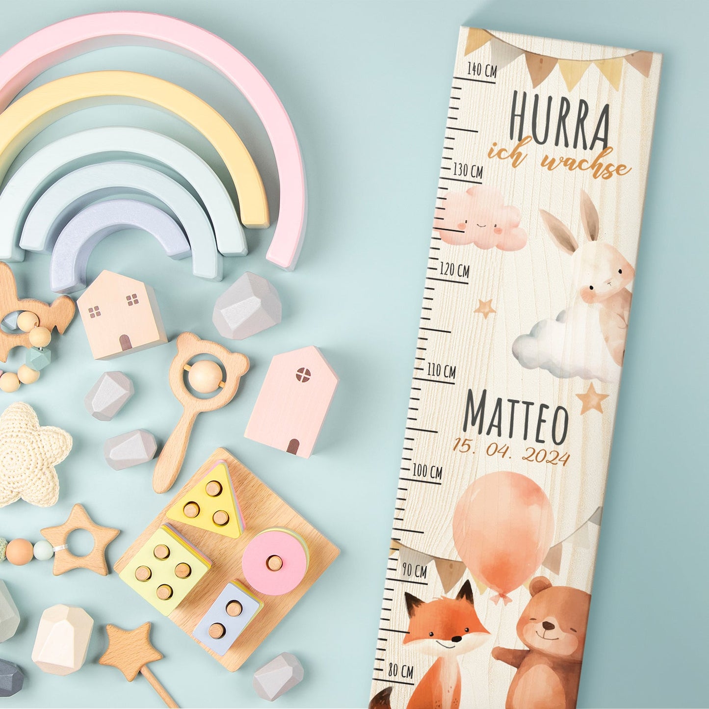Messlatte mit Namen für Kinder im Party Design