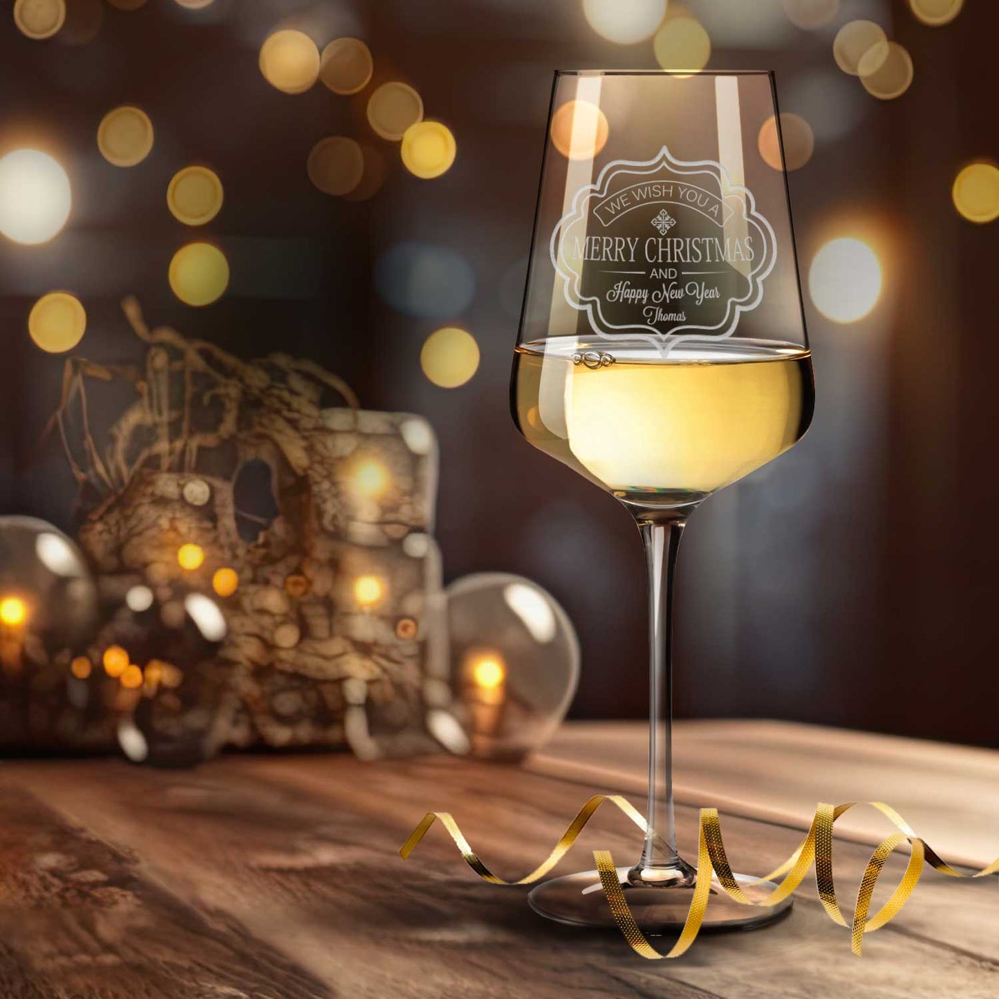 Leonardo Weinglas mit Gravur - Wish you Merry Christmas
